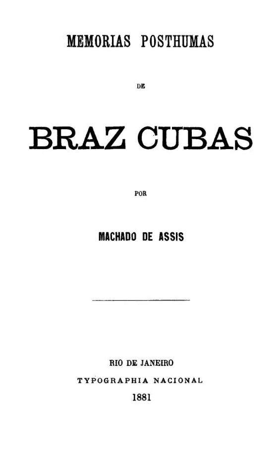 Memorias Posthumas de Braz Cubas cover