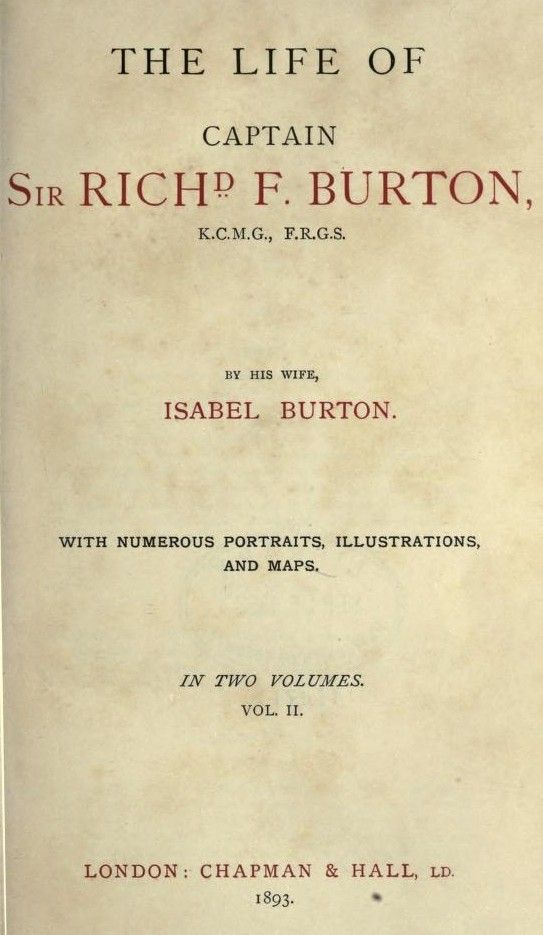 The Life of Captain Sir Richard F. Burton, volume 2 (of 2) / By His Wife, Isabel Burton cover