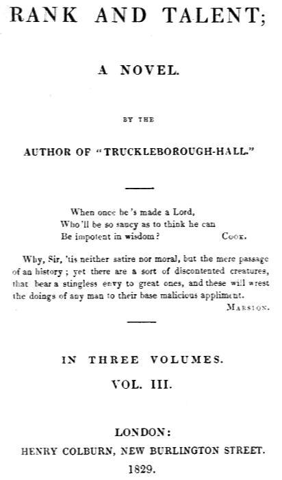 Rank and Talent; A Novel, Vol. 3 (of 3) cover