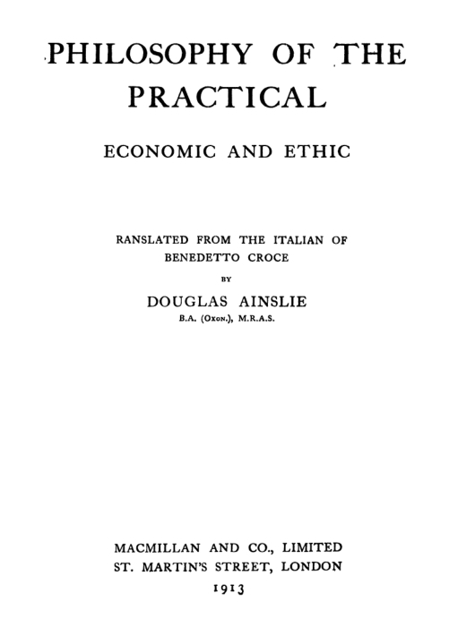 The Philosophy of the Practical: Economic and Ethic cover