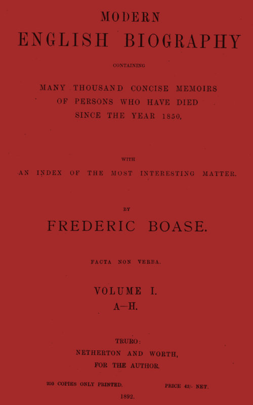 Modern English biography, volume 1 (of 4), A-H cover