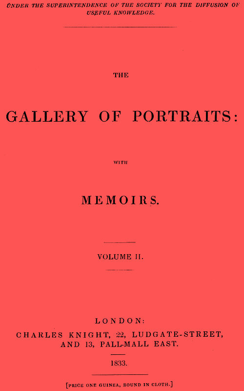 The Gallery of Portraits: with Memoirs. Volume 2 (of 7) cover