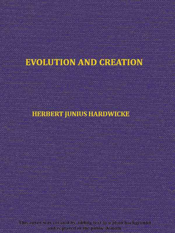 Evolution and creation cover