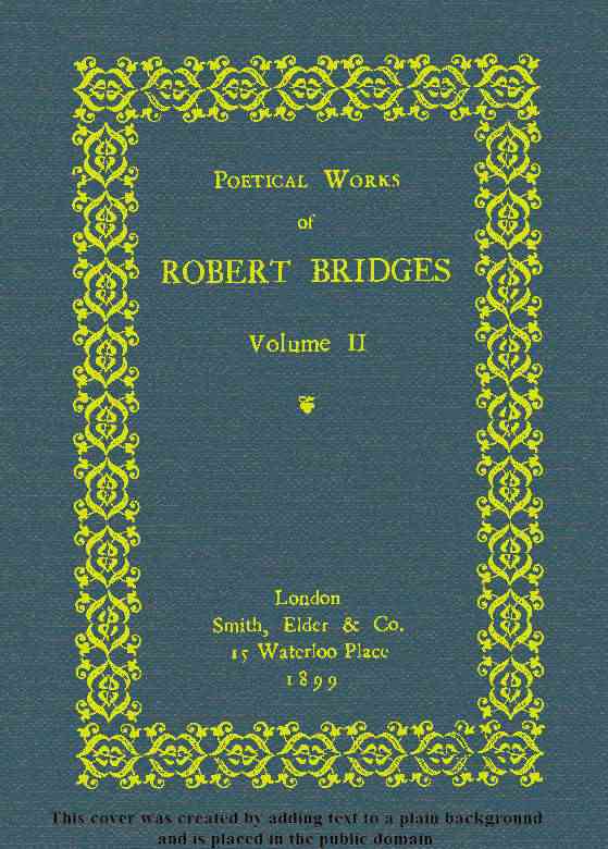 Poetical Works of Robert Bridges, Volume 2 cover