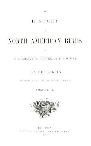 A History of North American Birds; Land Birds; Vol. 2 of 3 cover