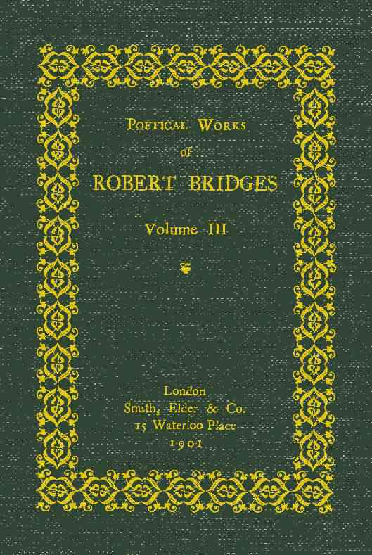 Poetical Works of Robert Bridges, Volume 3 cover