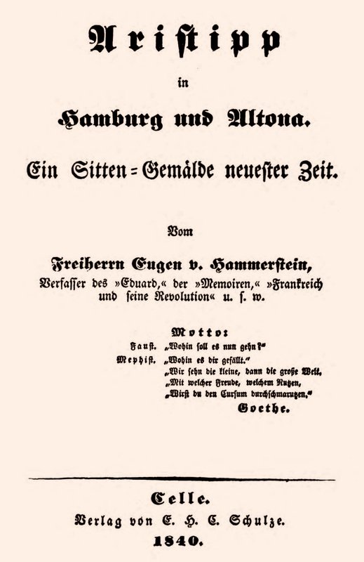 Aristipp in Hamburg und Altona: Ein Sitten-Gemälde neuester Zeit cover