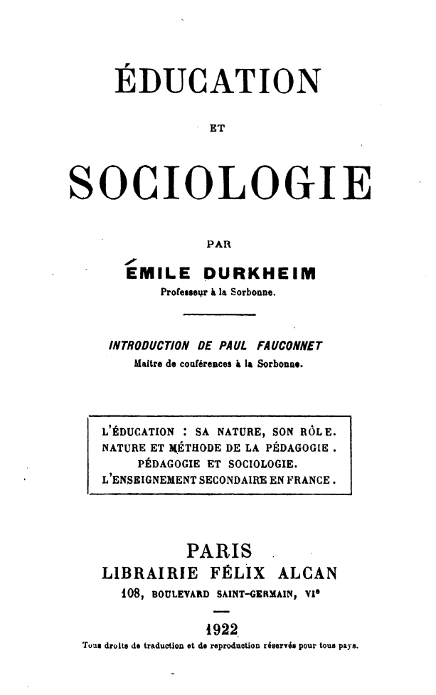 Éducation et sociologie cover