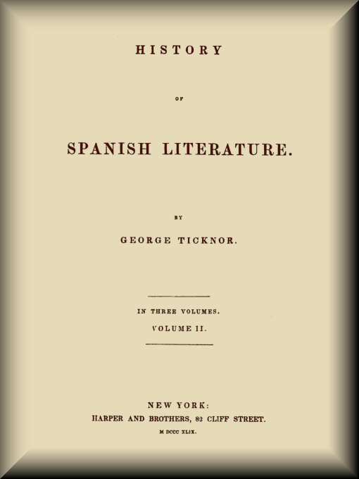 History of Spanish Literature, vol. 2 (of 3) cover