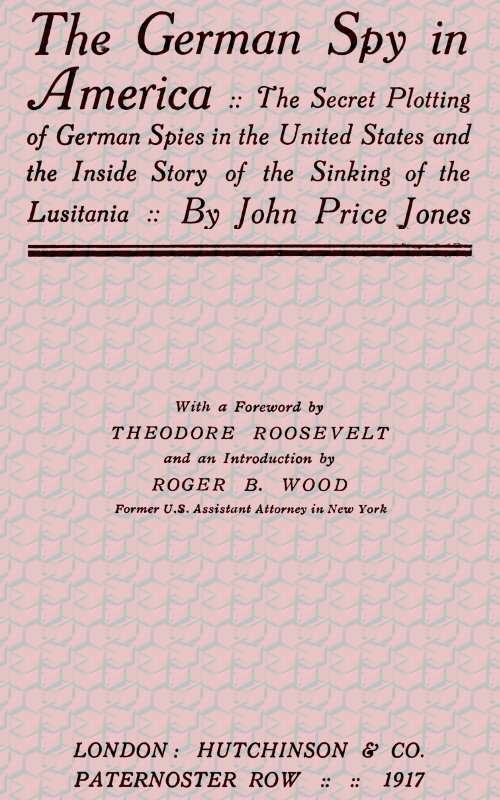 The German Spy in America / The Secret Plotting of German Spies in the United States and the Inside Story of the Sinking of the Lusitania cover