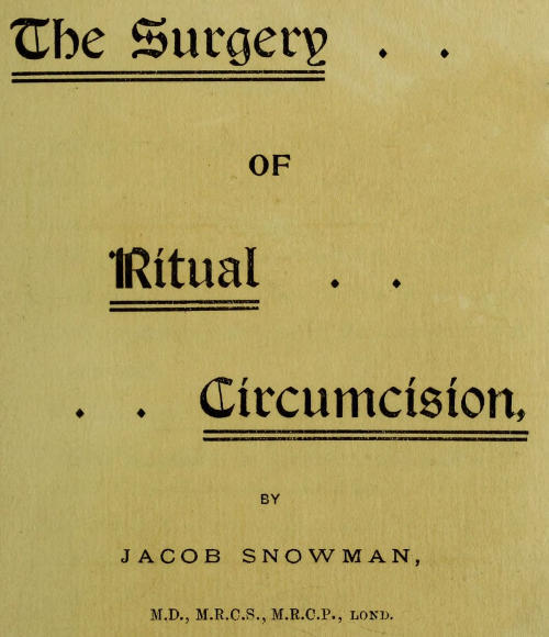 The Surgery of Ritual Circumcision cover