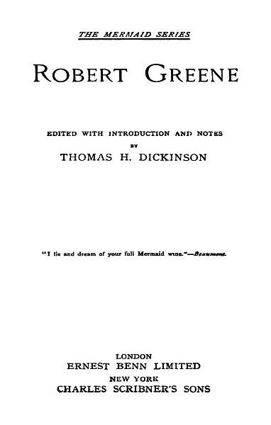 Robert Greene: [Six Plays] cover