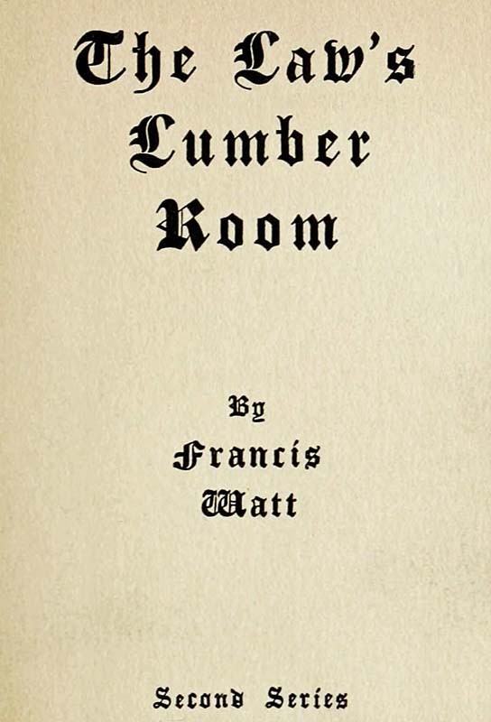 The Law's Lumber Room (Second Series) cover