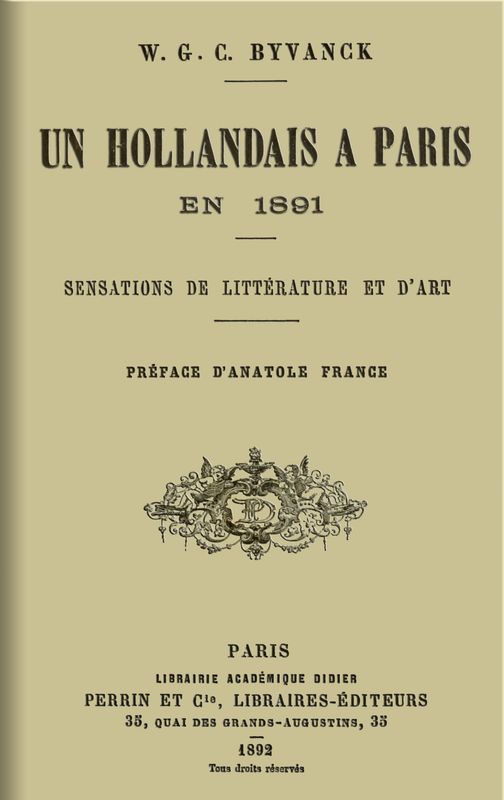 Un hollandais à Paris en 1891: Sensations de littérature et d'art cover