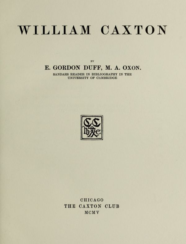 William Caxton cover