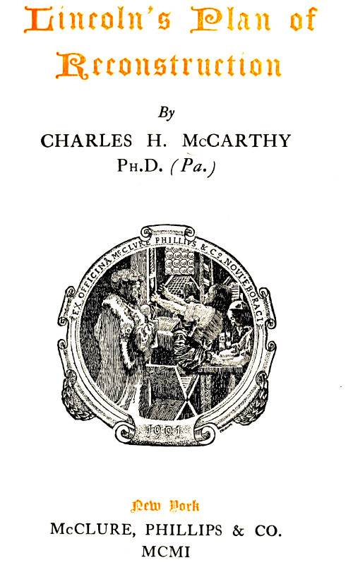 Lincoln's Plan of Reconstruction cover