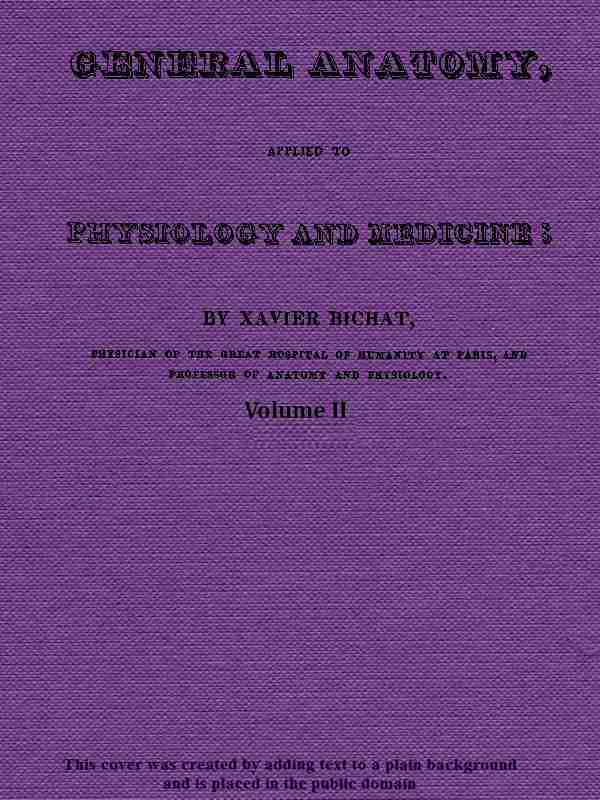 General Anatomy, Applied to Physiology and Medicine, Vol. 2 (of 3) cover
