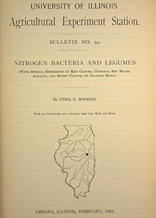 Nitrogen Bacteria and Legumes / With special reference to red clover, cowpeas, soy beans, alfalfa, and sweet clover, on Illinois soils cover