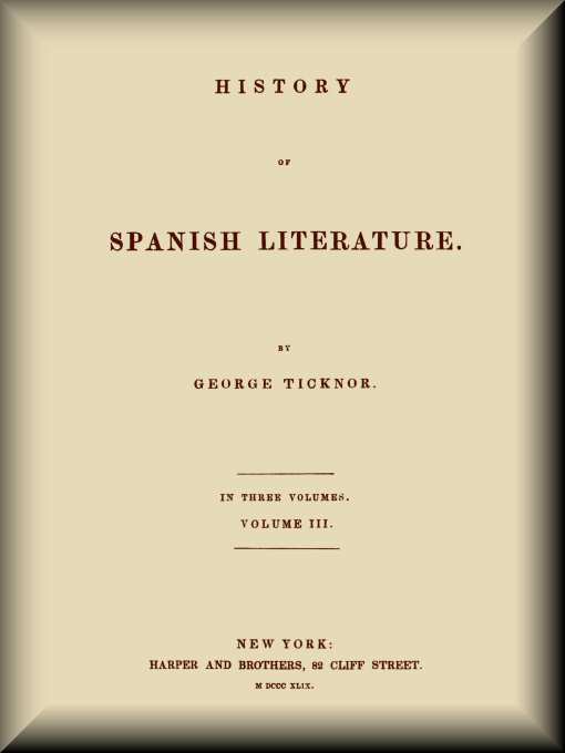 History of Spanish Literature, vol. 3 (of 3) cover