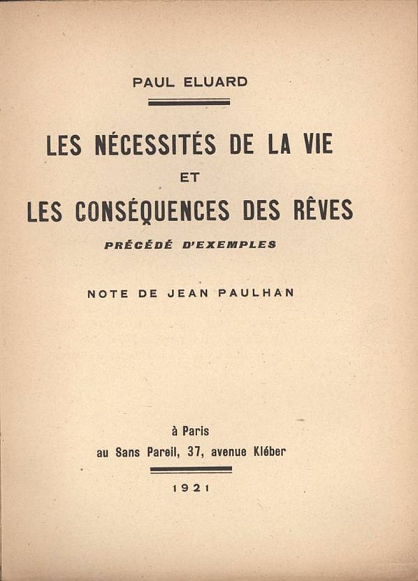 Les nécessités de la vie et les conséquences des rêves, précédé d'exemples cover