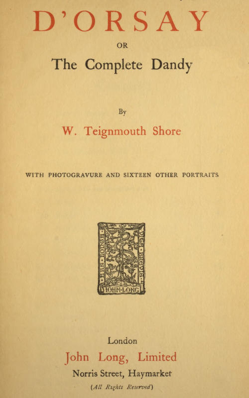 D'Orsay; or, The complete dandy cover