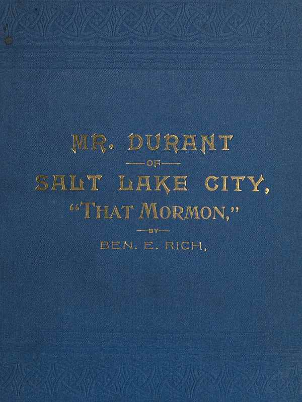 Mr. Durant of Salt Lake City, "That Mormon" cover