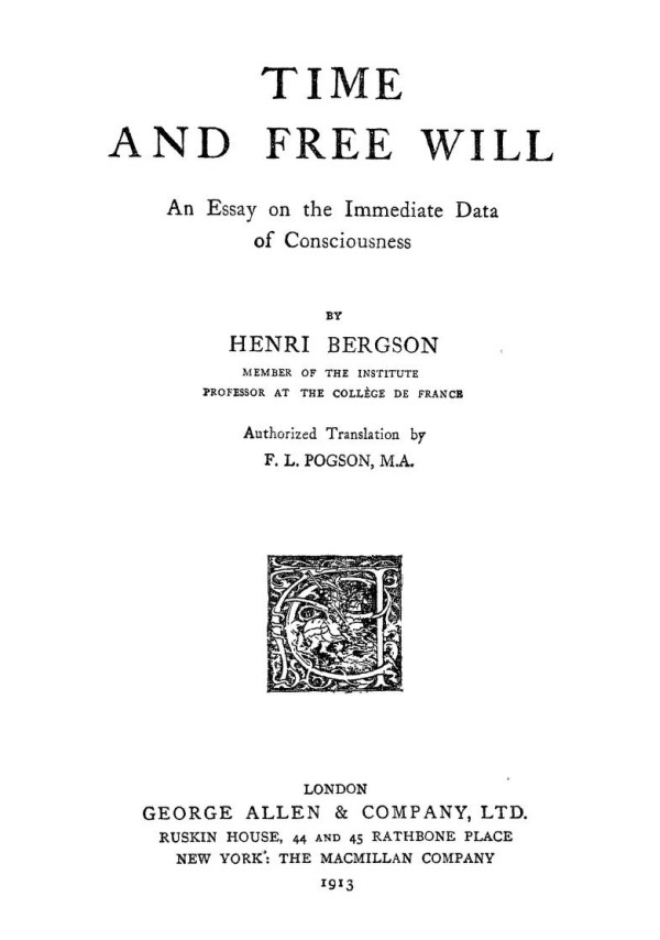 Time and Free Will: An Essay on the Immediate Data of Consciousness cover
