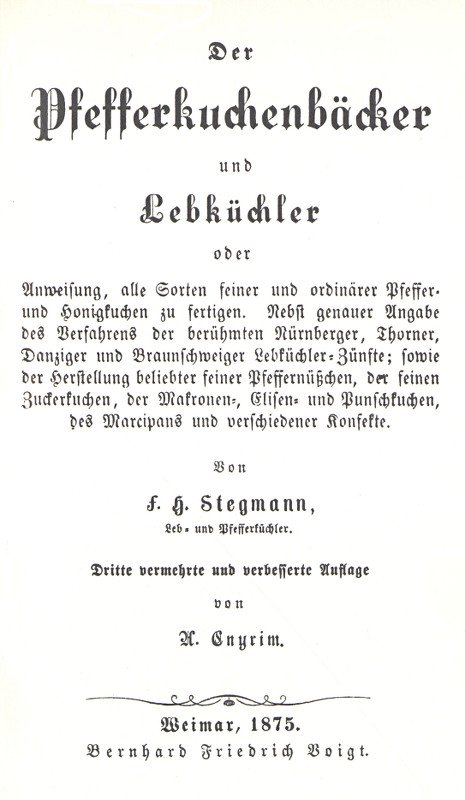Der Pfefferkuchenbäcker und Lebküchler cover