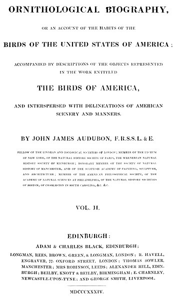 Ornithological biography, Vol. 2 (of 5) cover
