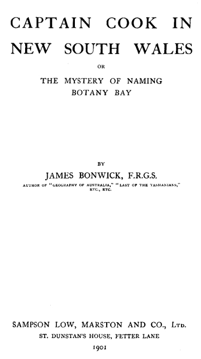 Captain Cook in New South Wales; Or, The Mystery of Naming Botany Bay cover