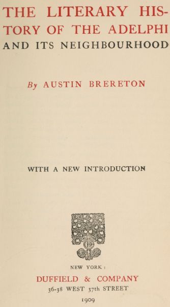 The Literary History of the Adelphi and Its Neighbourhood cover
