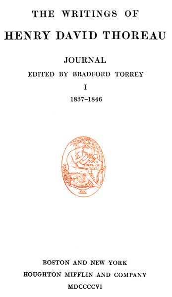 Journal 01, 1837-1846 / The Writings of Henry David Thoreau, Volume 07 (of 20) cover