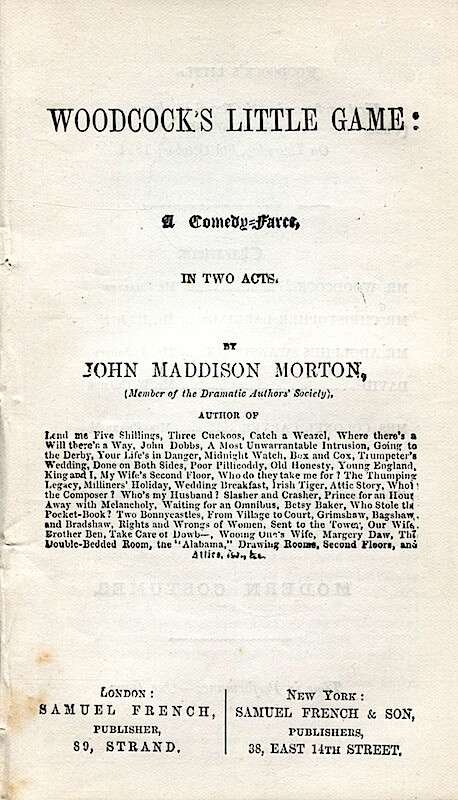 Woodcock's Little Game: A Comedy-Farce, In Two Acts cover