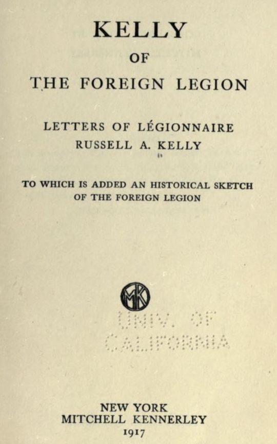 Kelly of the Foreign Legion: Letters of Légionnaire Russell A. Kelly cover
