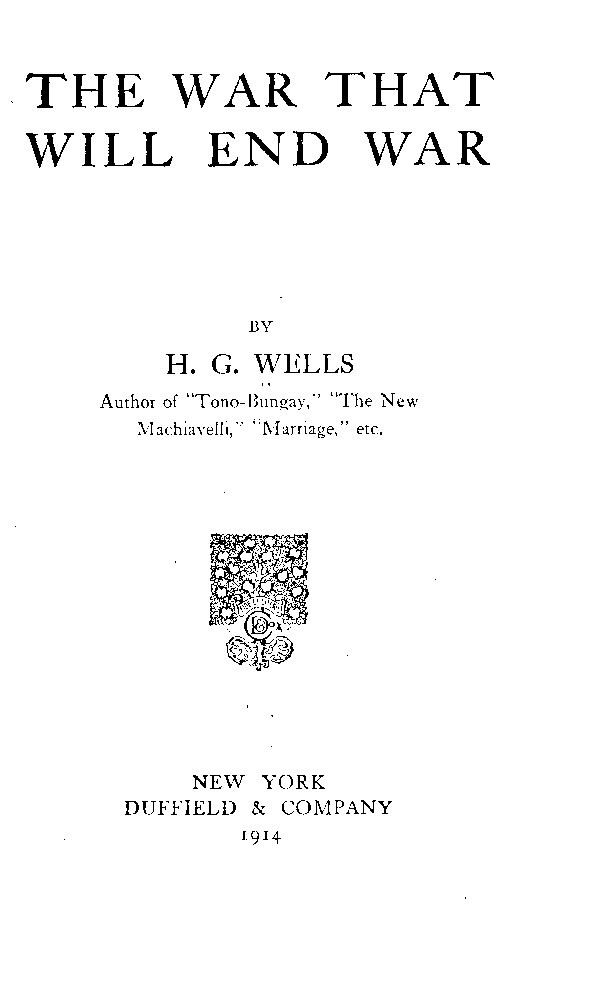 The War That Will End War cover