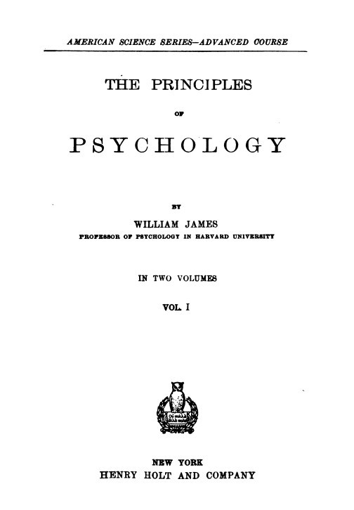 The Principles of Psychology, Volume 1 (of 2) cover