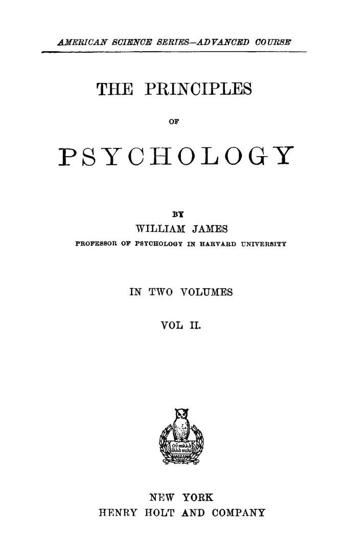 The Principles of Psychology, Volume 2 (of 2) cover