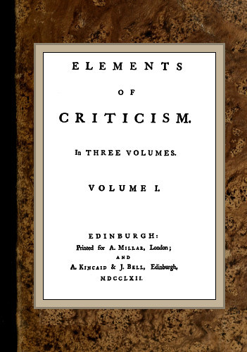Elements of Criticism, Volume I. cover