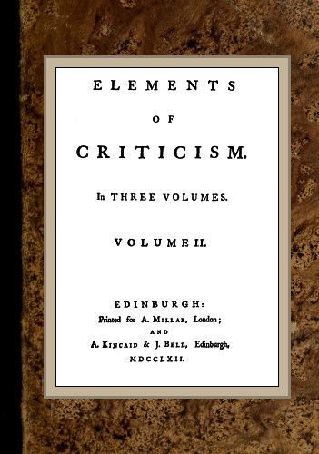 Elements of Criticism, Volume II. cover