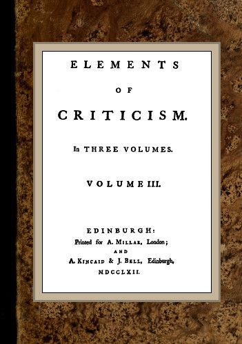 Elements of Criticism, Volume III. cover