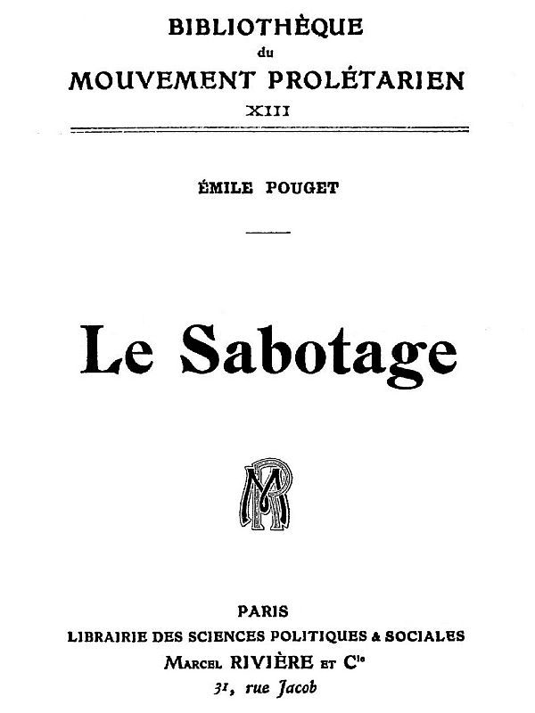 Le Sabotage cover