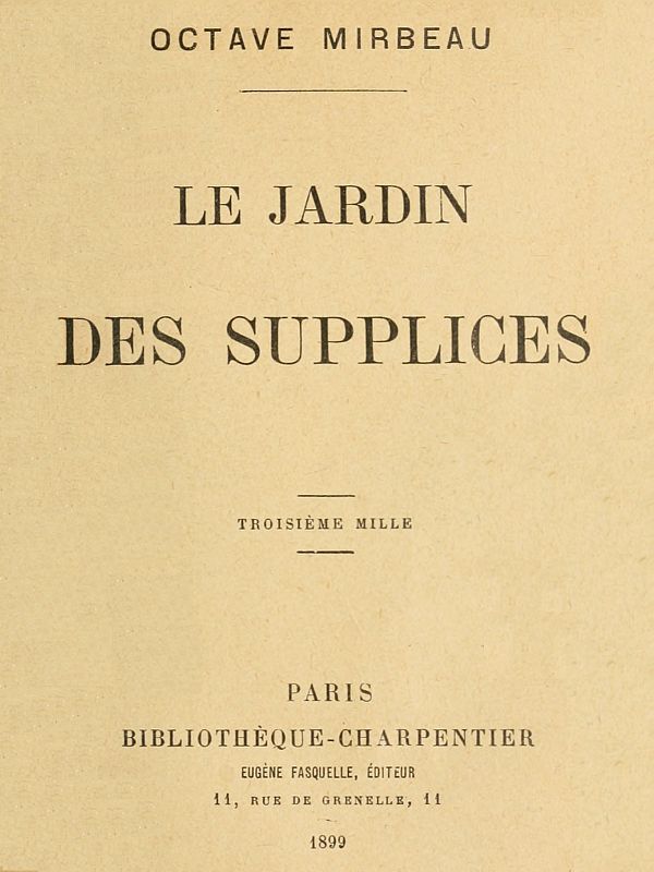 Le jardin des supplices cover