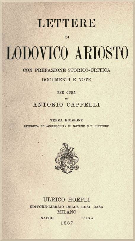 Lettere di Lodovico Ariosto / Con prefazione storico-critica, documenti e note cover