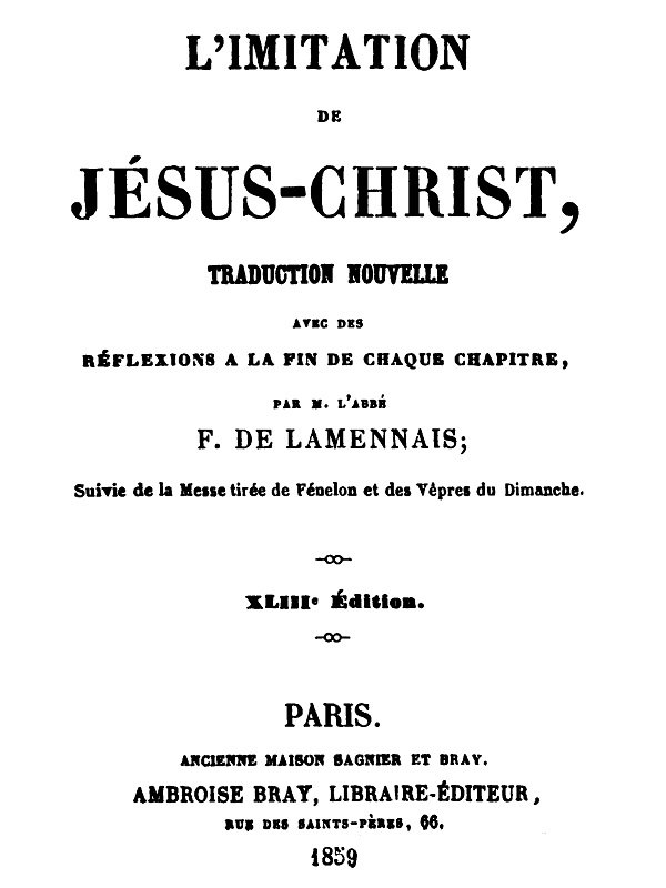L'imitation de Jésus-Christ / Traduction nouvelle avec des réflexions à la fin de chaque chapitre cover