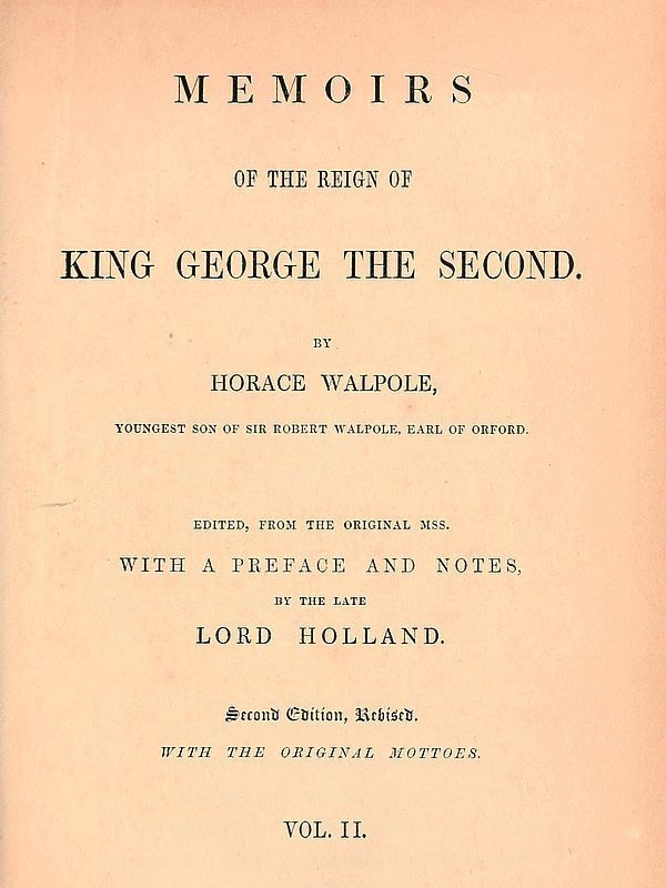 Memoirs of the Reign of King George the Second, Volume 2 (of 3) cover