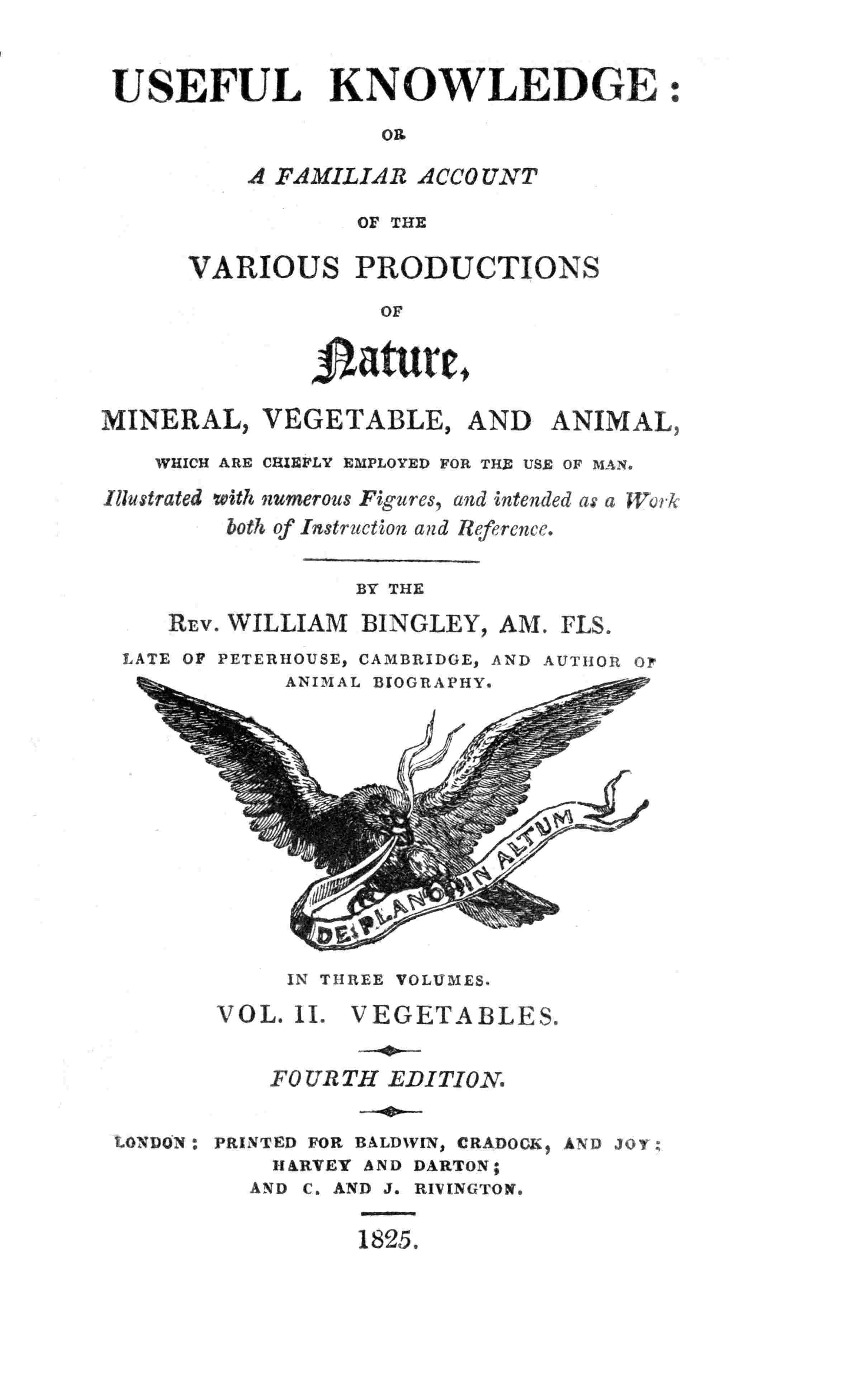 Useful Knowledge: Volume 2. Vegetables / Or, a familiar account of the various productions of nature cover