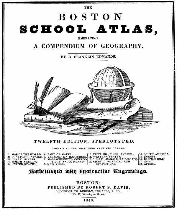 The Boston School Atlas, Embracing a Compendium of Geography cover