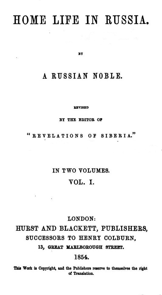 Home Life in Russia, Volumes 1 and 2 / [Dead Souls] cover