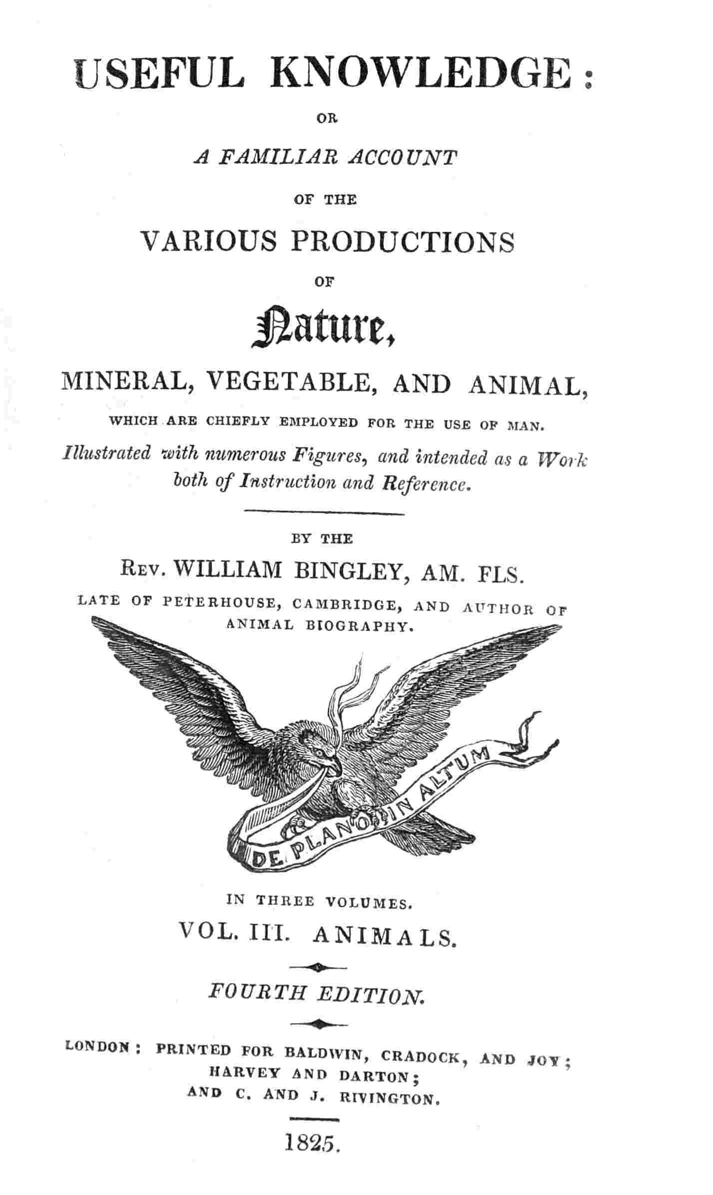 Useful Knowledge: Volume 3. Animals / Or, a familiar account of the various productions of nature cover