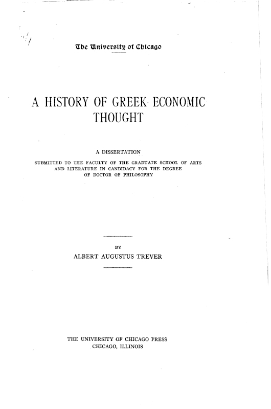 A History of Greek Economic Thought cover
